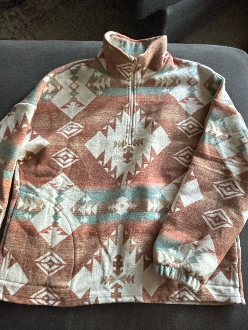 Southwestern Quarter Zip Pullover NWT Aztec Fleece
